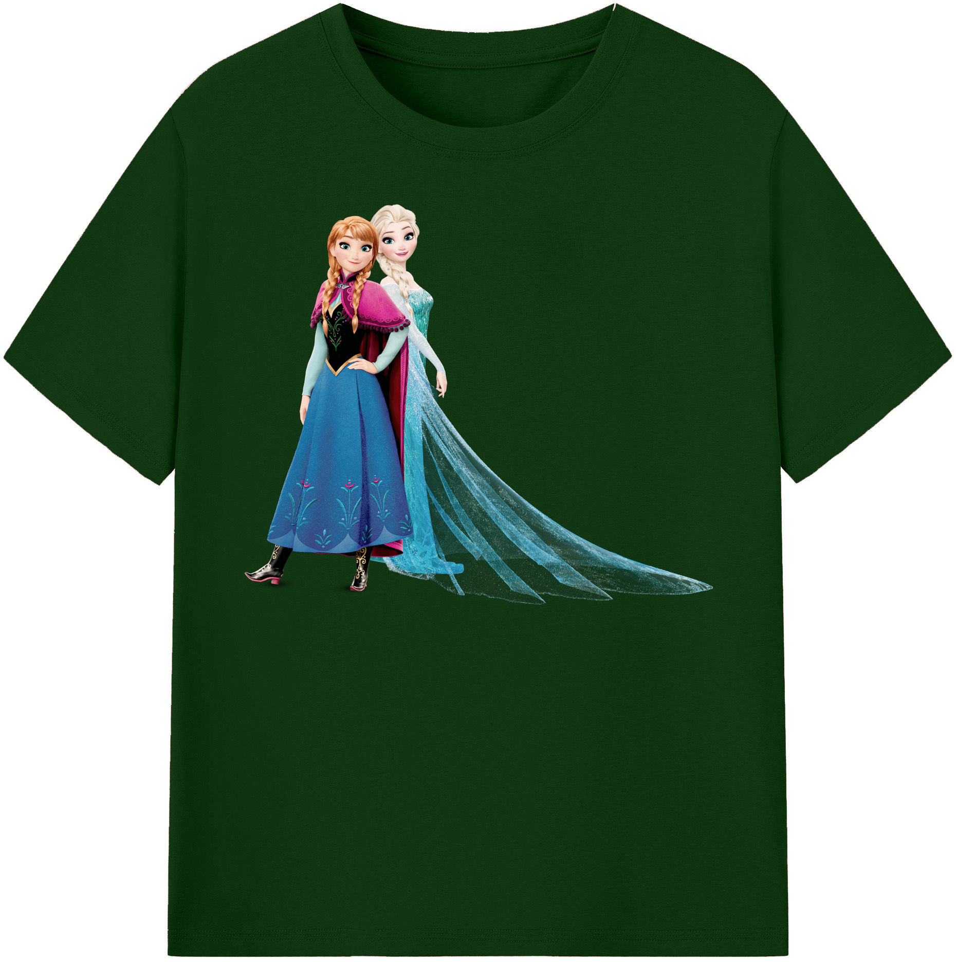（画像用） アナと雪の女王 アンナ エルサ Frozen Anna Elsa 綿100％半袖Tシャツ（フロントプリント）